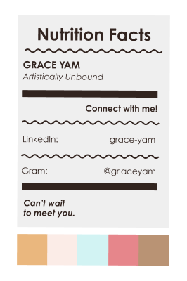 Nutrition facts label with LinkedIn and Instagram handle