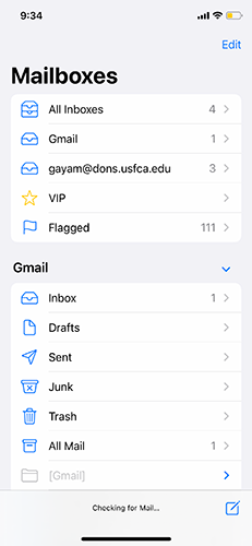Screenshot of email