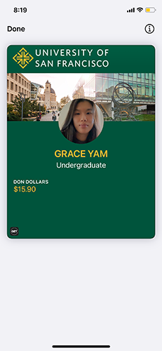 University of San Francisco student ID
